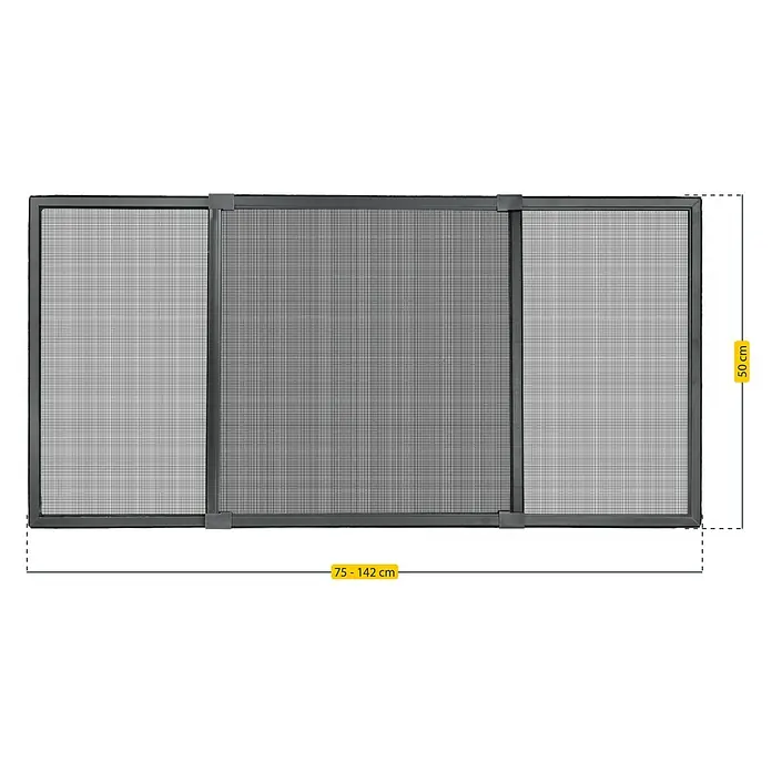Schellenberg Insect Stop Cortina con protección contra insectos - An x Al: 75 x 50 cm, Color bastidor: Antracita, Color red: Antracita - Esta es una mosquitera con un ancho variable de 75-142 cm y una altura de 50 cm, perfecta para ventanas.