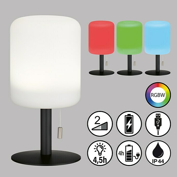 FHL easy Akku-Tischleuchte LARINO (1,5 W, L x B x H: 12 x 12 x 25 cm, Sandanthrazit, RGB)