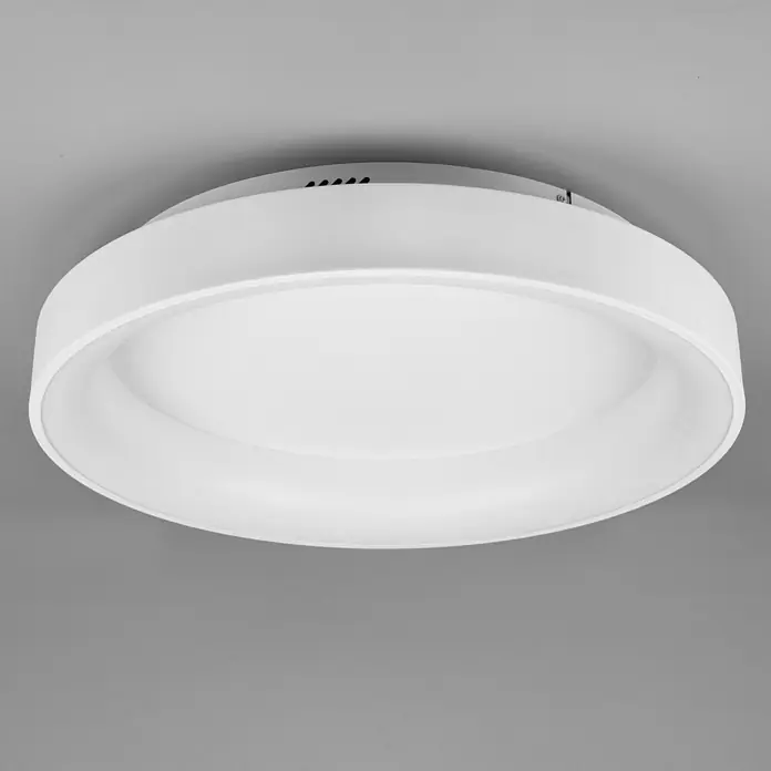 Reality Leuchten Plafón LED redondo Girona - 48 W, Ø x Al: 60 x 12 cm, Blanco, Blanco frío - Moderna lámpara de techo LED redonda en blanco, ideal para interiores elegantes e iluminación energéticamente eficiente. Diseño elegante.