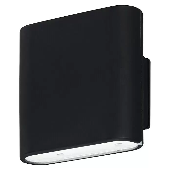 FHL easy Magnetic Akku-Wandleuchte - 5,5 x 10 x 10 cm, Sandschwarz, Warmweiß, 1 W, IP44 - Mattschwarze rechteckige Wandleuchte mit abgerundeten Kanten, die Licht nach unten abgibt.
