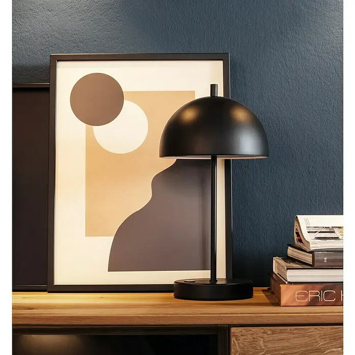 SCHÖNER WOHNEN-Kollektion Akku-Tischleuchte KIA - 2 W, L x B x H: 16 x 16 x 27 cm, Schwarz, Mehrfarbig - Elegante schwarze Tischleuchte mit minimalistischem Design. Perfekt für Nachttisch oder Schreibtisch.