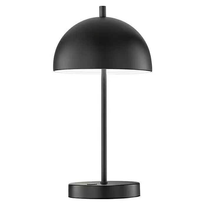 SCHÖNER WOHNEN-Kollektion Akku-Tischleuchte KIA - 2 W, L x B x H: 16 x 16 x 27 cm, Schwarz, Mehrfarbig - Elegante schwarze Metall-Tischlampe mit kuppelförmigem Schirm und rundem Sockel.