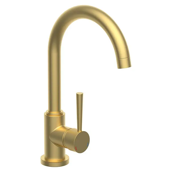 Camargue Merida Spültischarmatur - Schwenkbar, Gold, Matt - Goldene Armatur mit geschwungenem Auslauf und Einhebelmischer für stilvolle Badezimmer- oder Küchengestaltung.
