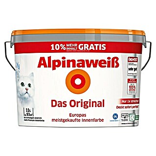 Alpina Alpinaweiß Wandfarbe Das Original 10+1 Liter (Weiß, 11 l, Matt, Konservierungsmittelfrei)