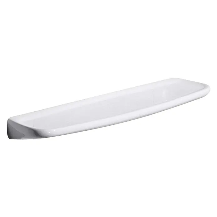 Geberit Renova Ablage - Breite: 60 cm, Keramik, Weiß - Hier ist eine lange, schmale, weiße Keramikablage, die sich perfekt für Badezimmer oder Küche eignet, um Kleinigkeiten stilvoll zu organisieren.