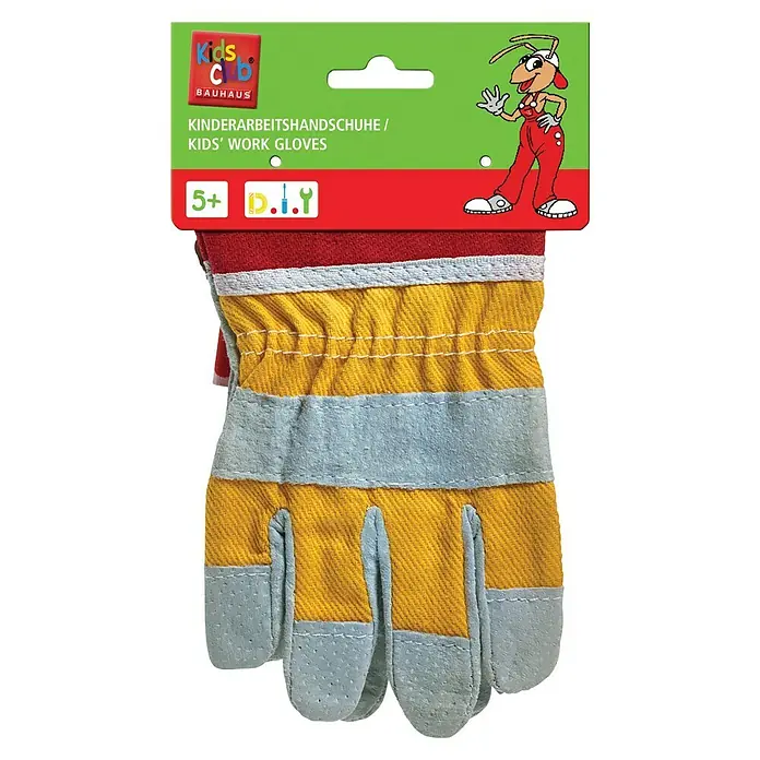 Kinder-Arbeitshandschuhe KidsClub®Gelb/Grau, Textil - Kinderarbeitshandschuhe von Kids Club Bauhaus mit gelben und blauen Akzenten.