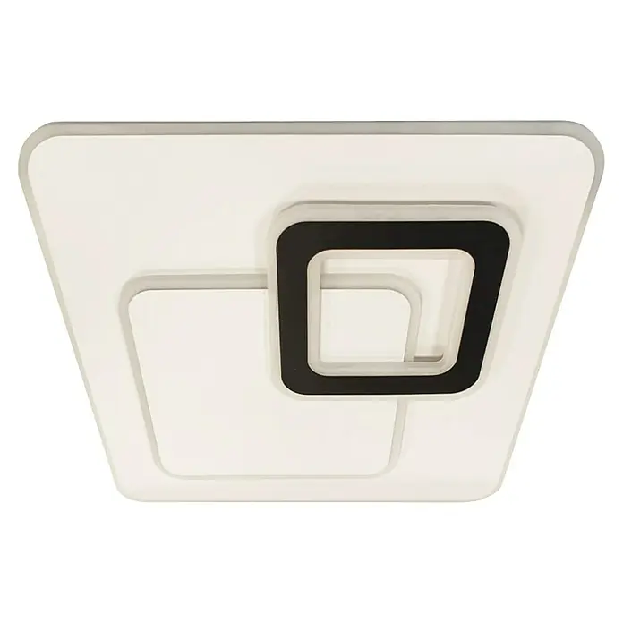 Panaled Katto Plafón LED - 30 W, An x L: 46 x 46 cm, Beige, Blanco frío - Primer plano de una moderna lámpara de techo cuadrada con un acento negro, que proporciona un ambiente elegante y luminoso para cualquier habitación.