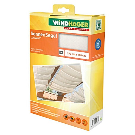Windhager Sonnensegel Seilspanntechnik (L x B: 2,7 x 1,4 m, Weiß)