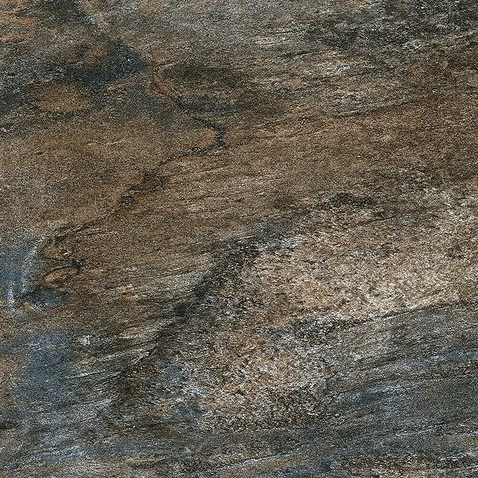 Decocer by Cinca Feinsteinzeugfliese Splash Indian - 15 x 15 cm, Blaubraun, Matt - Nahaufnahme einer braunen Steinfliese mit subtilen Maserungen und Texturen, ideal für moderne und rustikale Innenräume.
