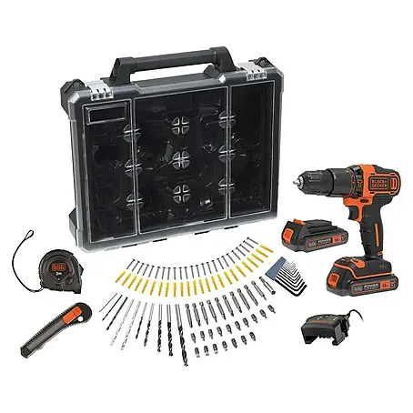 Black+Decker  Taladro atornillador percutor de batería BDCHD18D2AB