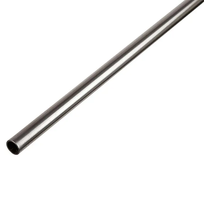 Kantoflex Rundrohr - Ø x L: 12 x 1.000 mm, Stahl - Aufnahme einer glänzenden Edelstahlstange, die für verschiedene Bau- und Designanwendungen geeignet ist.