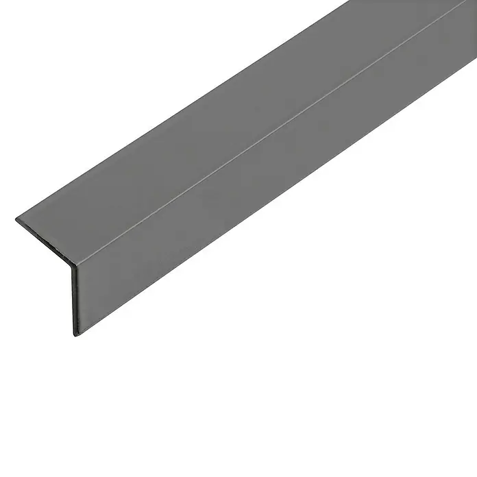 Kantoflex Winkelprofil - L x B x H: 2.000 x 25 x 25 mm, Stärke: 1 mm, Aluminium, Anthrazit - Nahaufnahme eines grauen Eckprofils, ideal für Wand- oder Kantenschutz, vielseitig einsetzbar und robust.