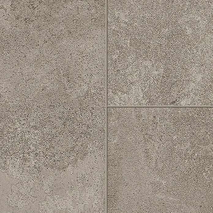 Classen Laminat Visiogrande - Concrete grey, 604 x 280 x 8 mm - Nahaufnahme von quadratischen Bodenfliesen in einem Grauton mit feiner Textur und Fugenlinien.