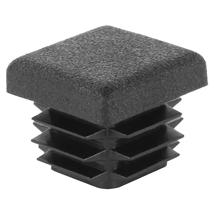 Kantoflex Verschlussstopfen - L x B: 20 x 20 mm, Kunststoff, Schwarz - Schwarze, quadratische Kunststoff-Rohrkappe mit strukturierter Oberfläche und Rippen für sicheren Halt.