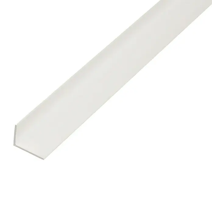 Kantoflex Winkelprofil - 2.000 x 25 x 20 mm, Stärke: 1 mm, Kunststoff, Weiß - Nahaufnahme eines weißen Winkelprofils aus Kunststoff, das für Bau- und Dekorationszwecke verwendet wird. Es ist ein vielseitiges und langlebiges Produkt.