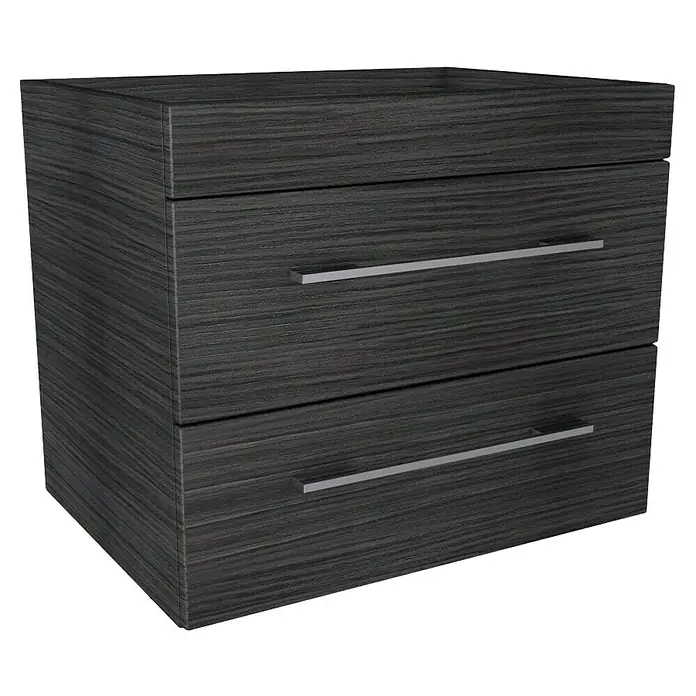 Lanzet K5 Badmöbel-Set K57D2R - 67,9 cm, Dark Oak - Graue Kommode mit zwei Schubladen und Griffen. Ideal für die Aufbewahrung von Kleidung und anderen Gegenständen im Schlafzimmer oder Wohnzimmer.