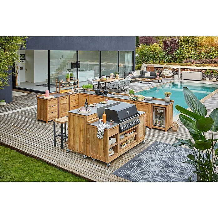 Sunfun Zoe Outdoorküchen-Modul Grillinsel (Braun, B x T x H: 188 x 67 x 96,7 cm, Teakholz) | BAUHAUS