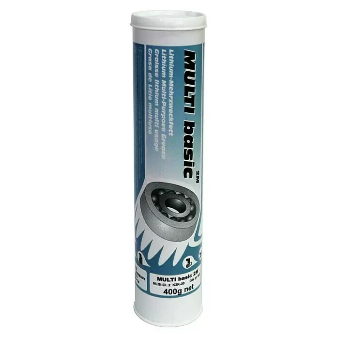 Mato Mehrzweckfett Multibasic 2 EP-2M - 400 ml - Weiße Tube "MULTI basic" Lithium-Mehrzweckfett, 400g netto, mit Kugellagergrafik.