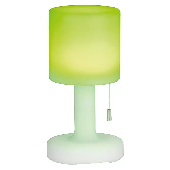 FHL easy Akku-Tischleuchte TERMOLI - 1,5 W, L x B x H: 13 x 13 x 25 cm, Weiß, RGB, 2 Stk. - Leuchtende grün-weiße zylindrische Tischleuchte mit Zugschalter.