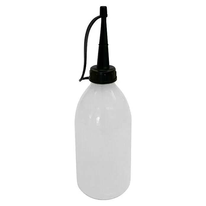 Mato Ölkanne - 250 ml, Polyethylen - Weiße Kunststoff-Quetschflasche mit schwarzer Kappe und gebogenem Präzisionsausguss.