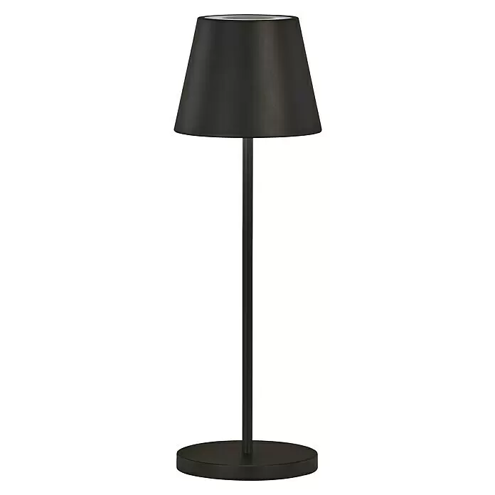FHL easy Akku-Tischleuchte COSENZA 2.0 - 2 W, L x B x H: 11 x 11 x 34 cm, Sandschwarz, RGB - Mattschwarze Tischleuchte mit konischem Schirm und rundem Fuß.