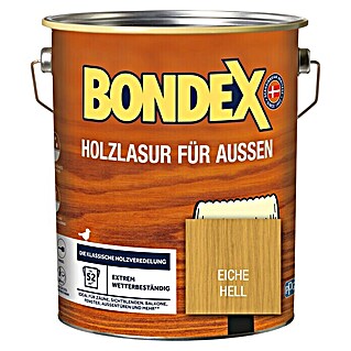 Bondex Holzlasur für Außen (Eiche Hell, Seidenmatt, 4 l, Lösemittelbasiert)