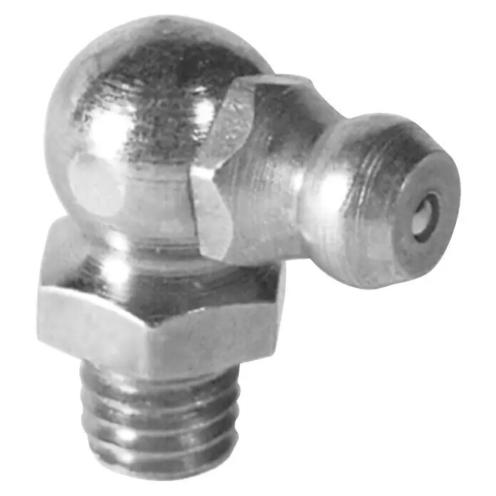 Mato Schmiernippel H3M6SW9 - 90 °, Schraubengewinde: M 6, 10 Stk. - Angeschrägter metallischer Schmiernippel mit Gewindebasis für Schmiersysteme.