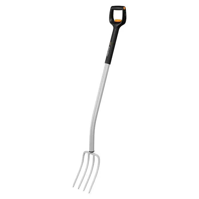 Fiskars Xact Spatengabel - Arbeitsbreite: 18,5 cm, Anzahl Zinken: 4, Teleskopstiel - Der Fiskars Xact Spaten mit D-Griff für komfortables Graben und Wenden im Garten. Ein zuverlässiges Werkzeug für jeden Gärtner.