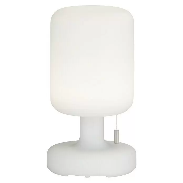 FHL easy Akku-Tischleuchte TERMOLI - 1,5 W, L x B x H: 13 x 13 x 23 cm, Weiß, RGB, 1 Stk. - Weiße, durchscheinende Tischlampe mit Zugkette.