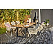 Sunfun Gartenmöbel-Set Zoe Dining (8 -tlg., Baumkante/U-Gestell, Teak/Edelstahl/Kunststoffgeflecht, Teak/Grau) | BAUHAUS