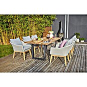 Sunfun Paula Gartenmöbel-Set XL (8 -tlg., Baumkante/U-Gestell, Teak/Edelstahl/Polyrattan/Aluminium, Teak/Grau/Naturbraun) | BAUHAUS