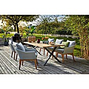 Sunfun Paula Gartenmöbel-Set XL (8 -tlg., Baumkante/X-Gestell, Teak/Edelstahl/Polyrattan/Aluminium, Teak/Grau/Naturbraun) | BAUHAUS