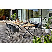 Sunfun Gartenmöbel-Set My (8 -tlg., Schweizer-Kante/X-Gestell, Teak/Edelstahl/Kunststoff, Teak/Grau/Schwarz) | BAUHAUS
