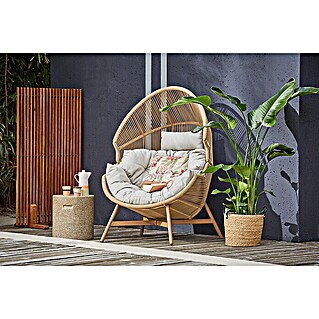 Sunfun Boho Loungemöbel-Set (2 -tlg., Kunststoffgeflecht/Beton, Natur/Braun, Mit Auflagen, ohne Zierkissen)