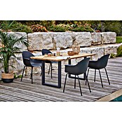 Sunfun Gartenmöbel-Set My (6 -tlg., Schweizer-Kante/U-Gestell, Teak/Edelstahl/Kunststoff, Teak/Grau/Schwarz) | BAUHAUS