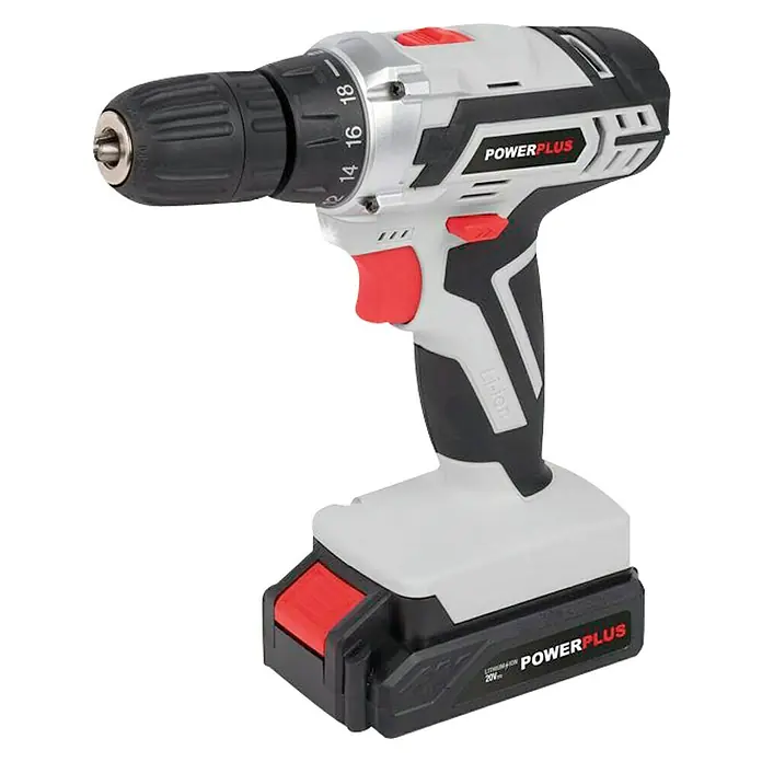 PowerPlus Taladro atornillador de batería POWC1061 - 16 V, 1 batería, 1,3 Ah, 30 Nm - Taladro inalámbrico Powerplus, una herramienta versátil para aficionados al bricolaje y profesionales, ideal para atornillar y perforar.