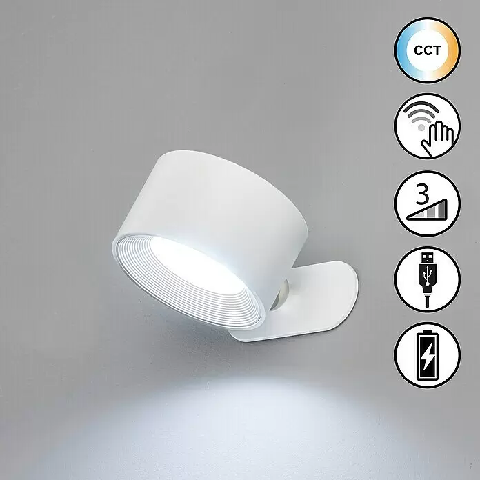 FHL easy Magnetic Akku-Wandleuchte9,5 x 8 x 4,5 cm, Weiß, Mehrfarbig, 2 W, IP20