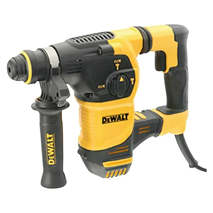DeWalt Martillo combinado D25333K - 950 W, 3,5 J, Alojamiento SDS-Plus - Imagen de un martillo perforador rotativo DeWalt amarillo y negro, perfecto para construcción pesada y proyectos de bricolaje.