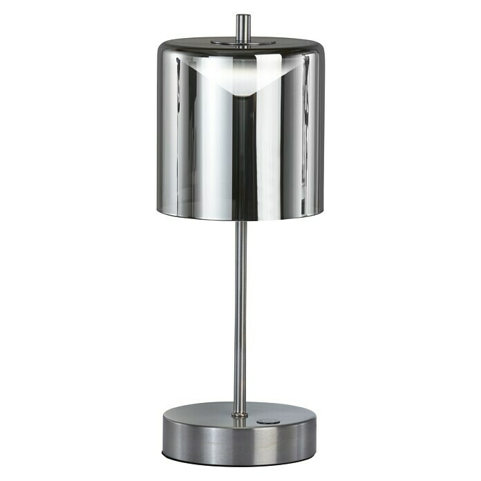 FHL easy Akku-Tischleuchte RIVA (2 W, L x B x H: 13 x 13 x 34,5 cm, Nickel/Rauchfarben, Mehrfarbig) | BAUHAUS