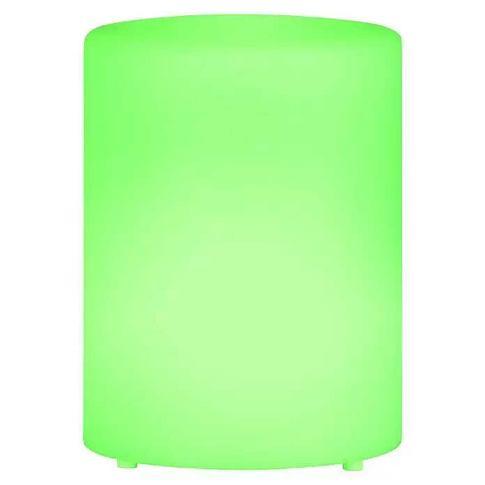 FHL easy Akku-Tischleuchte CEPPO - 0,1 W, L x B x H: 11 x 11 x 15 cm, Weiß, RGB - Zylindrische, leuchtend grüne LED-Lampe.