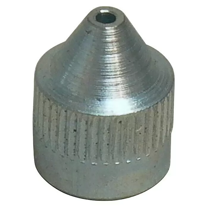 Mato Fettpressenzubehör-Set RH-30C - 5 -tlg. - Silberfarbene Metall-Konusdüse mit gerändeltem Boden.