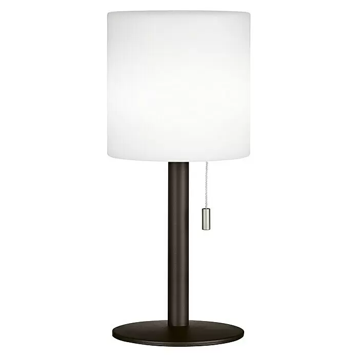 FHL easy Akku-Tischleuchte LESINA - 1,5 W, L x B x H: 13 x 13 x 30 cm, Sand, RGB, Akkubetrieben - Tischlampe mit rechteckigem weißen Schirm, dunklem zylindrischem Ständer und rundem Fuß. Mit metallischer Zugschnur.