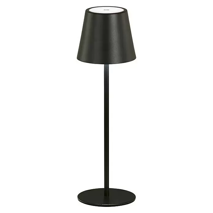 FHL easy Akku-Tischleuchte Viletto - 2 W, L x B x H: 11 x 11 x 36,5 cm, Sandschwarz, Warmweiß - Mattschwarze Tischleuchte mit konischem Schirm und rundem Fuß, oben beleuchtet.