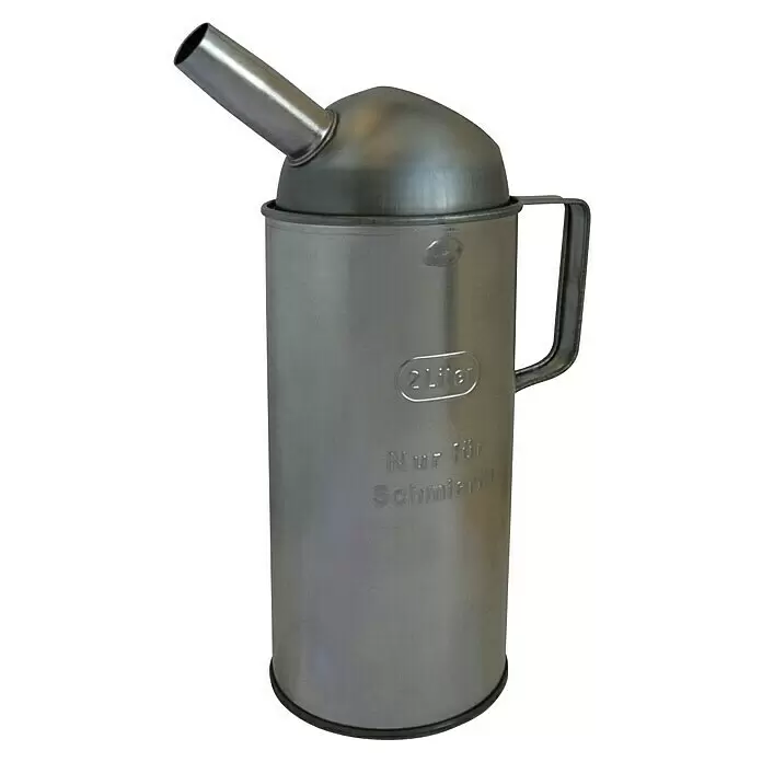 Mato Ölkanne FM-T 2000 - 2 l, Stahlblech - Ölkanne aus silbernem Metall mit Ausgießer und Griff, beschriftet mit „2 Liter“ und „Nur für Schmieröl“.