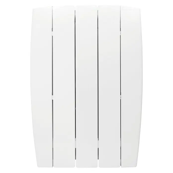 HJM Emisor térmico Optima - 500 W, Blanco, 9,5 x 35,9 x 58 cm, Cerámico - Primer plano de un radiador blanco multi-panel, que combina diseño moderno y funcionalidad para una calefacción eficiente.