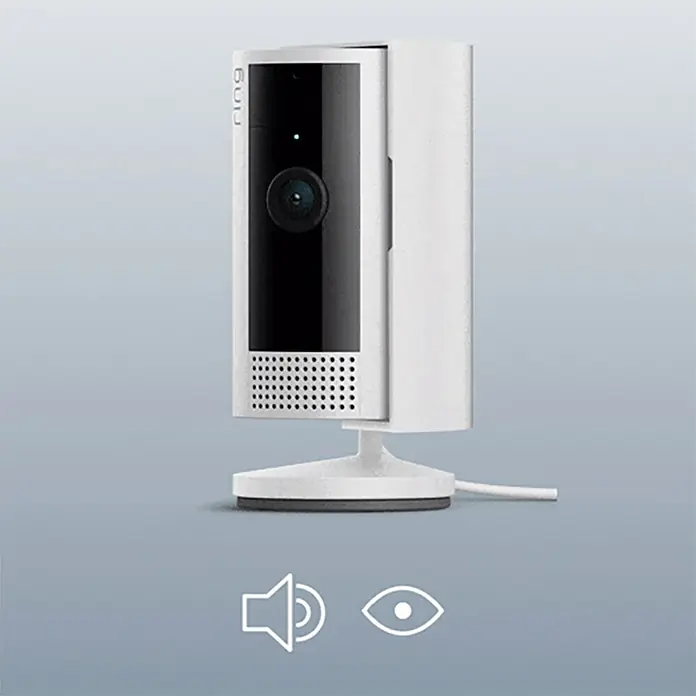 Ring Innenkamera Indoor Cam 2. Gen. - 1.080 Pixel (Full HD), Weiß, 2 Stk. - Ring Stick Up Cam Plug-In, eine vielseitige Sicherheitskamera für den Innen- und Außenbereich, mit flexibler Platzierung und einfacher Installation.