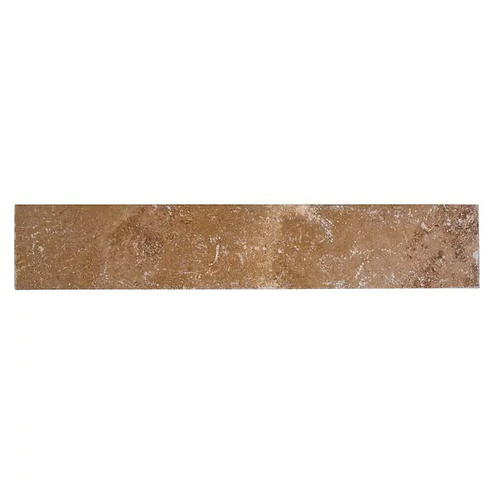 Sockelfliese Noce SO 44470 - 7 x 40,6 cm, Beige/Braun, Matt - Braune Travertin Fliese mit einer natürlich wirkenden, leicht unregelmäßigen Oberfläche. Robust und vielseitig einsetzbar.
