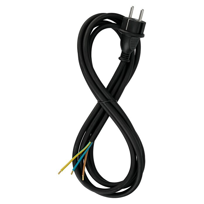 REV Cable Schuko (3 m, H05RR-F3G1,5, Negro)