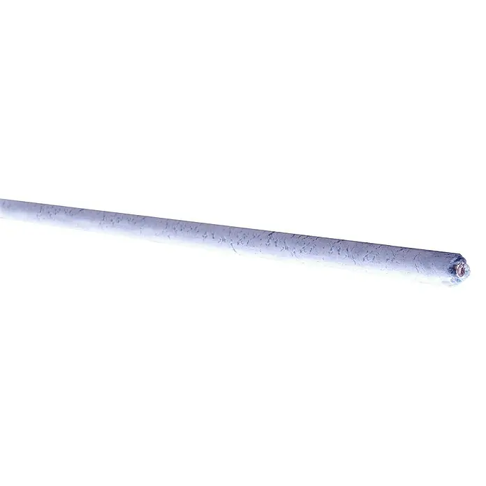 CFH Hartlötstab Neusilber - Ø x L: 2 x 333 mm, 5 Stk. - Nahaufnahme eines starren, silberfarbenen Kabels mit freiliegenden Kupferdrähten.