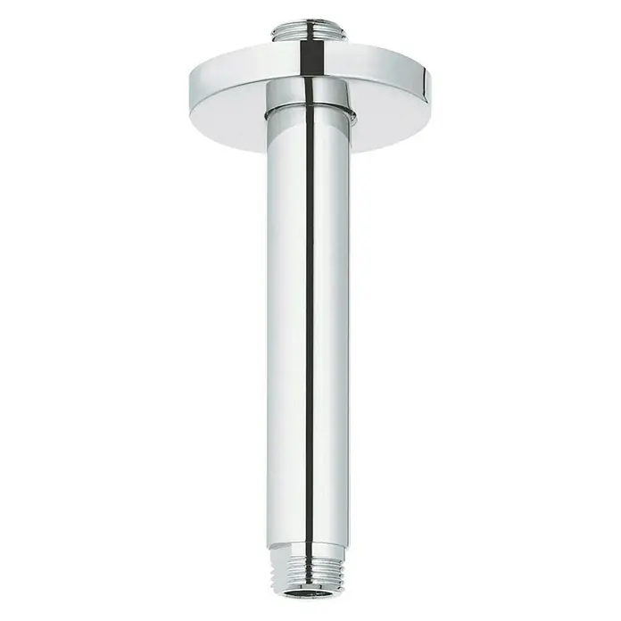 Grohe Rainshower Deckenanschluss - Länge: 14,2 cm, Chrom - Bild eines glänzenden, verchromten Duscharms für die Deckenmontage, der eine elegante und moderne Badezimmergestaltung ermöglicht.